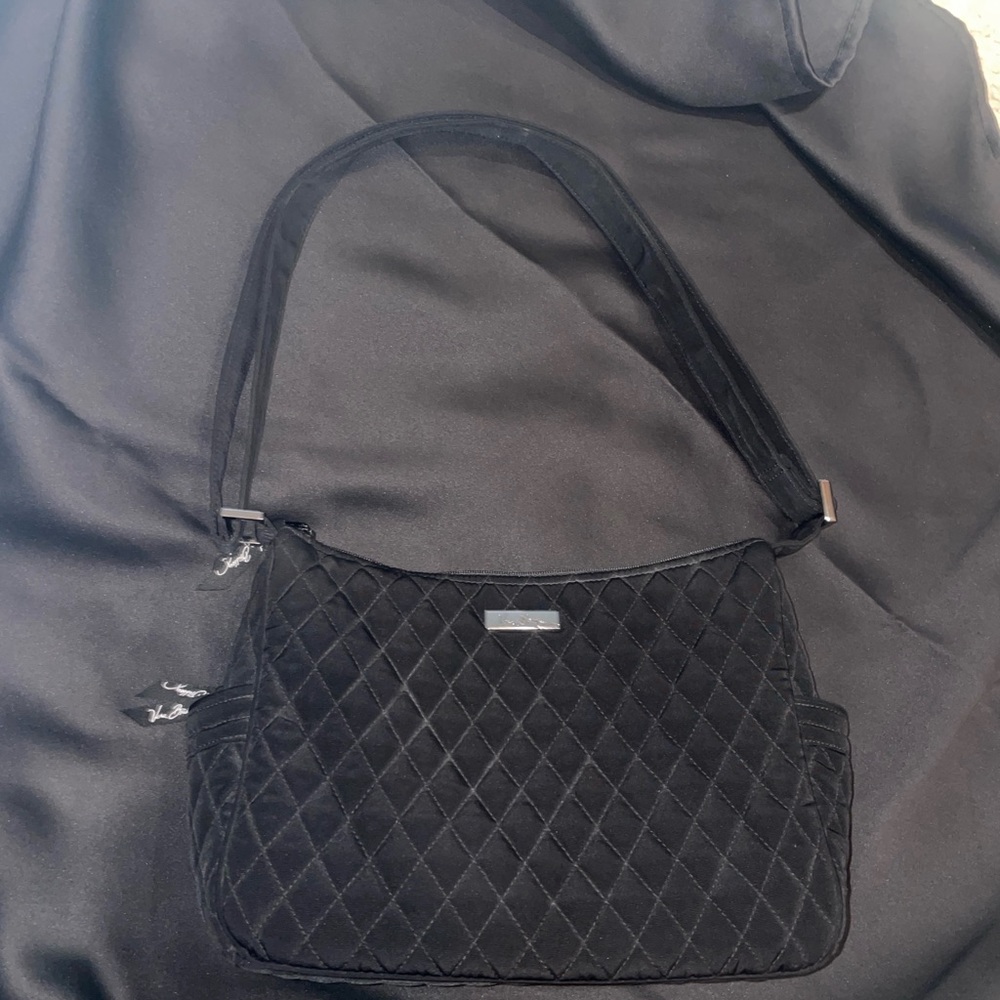 Vera Bradley Black Quilted Shoulder Bag with leopard print inside